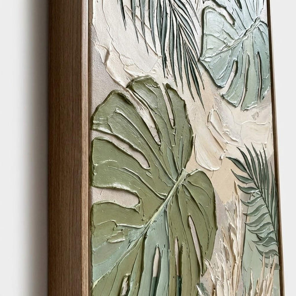 Sage Monstera and Palm Relief