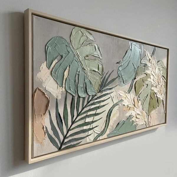 Sage Monstera and Palm Relief