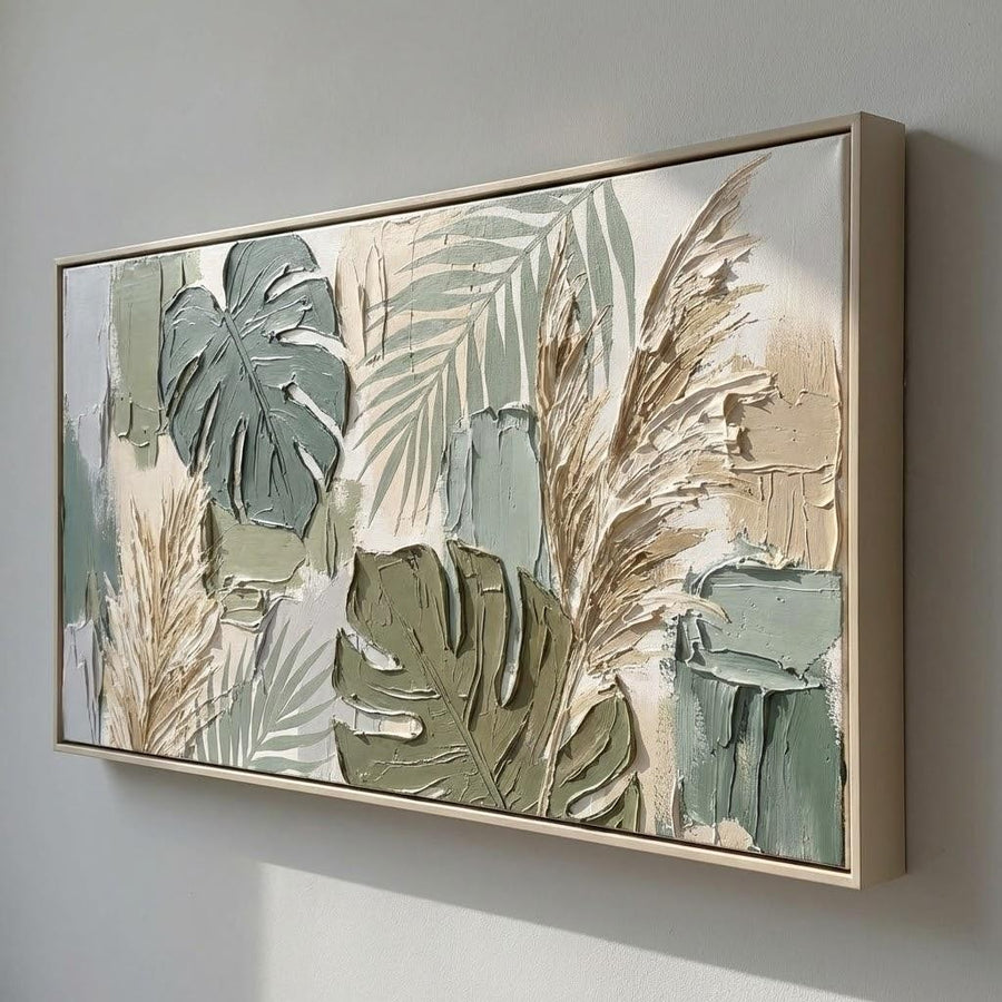 Sage Monstera and Pampas Relief