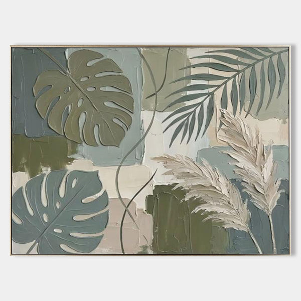 Sage Monstera and Pampas Relief