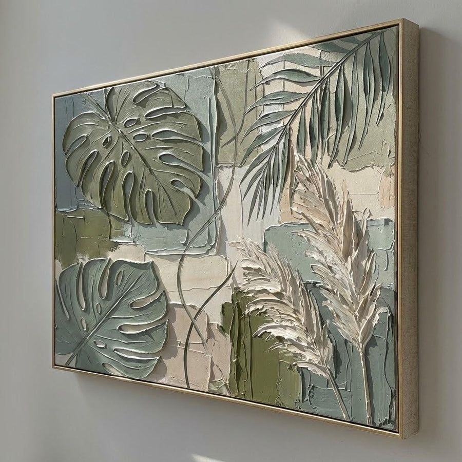 Sage Monstera and Pampas Relief