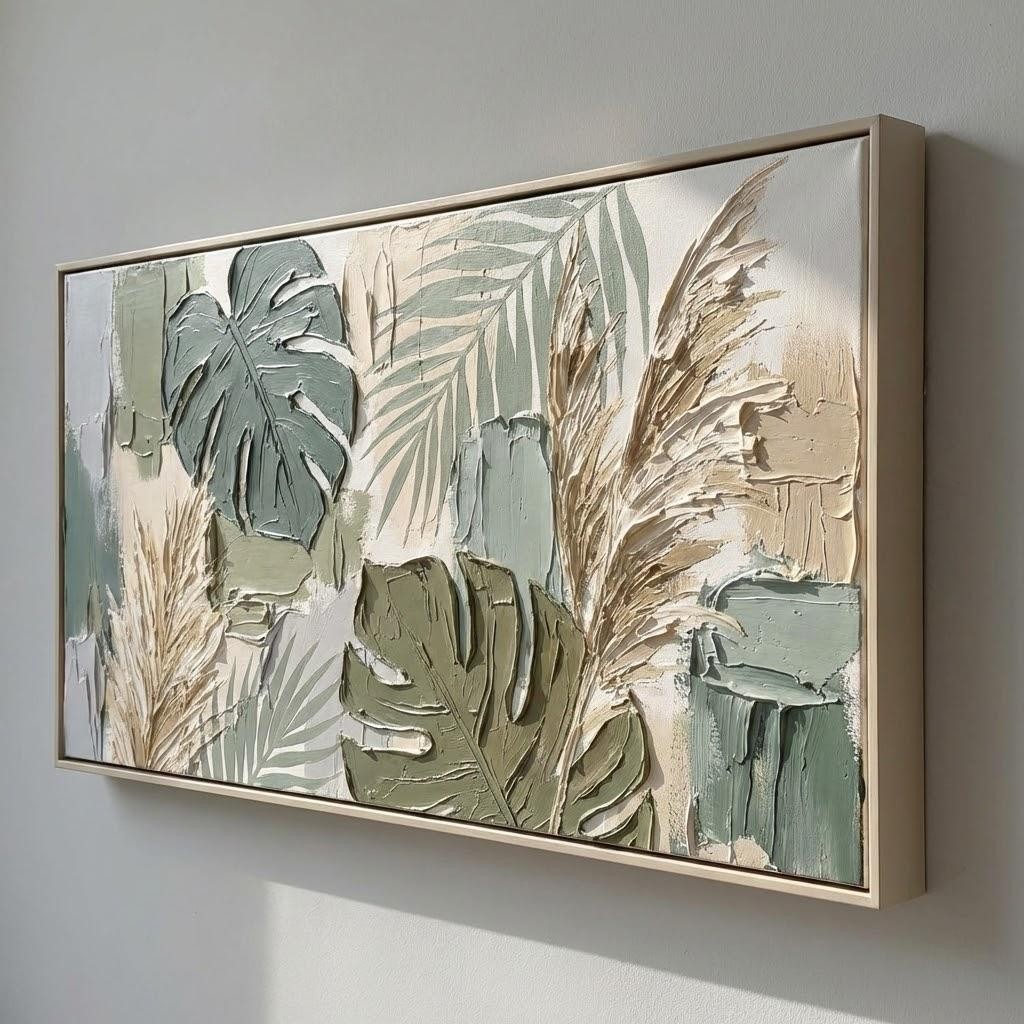 Sage Monstera and Pampas Relief