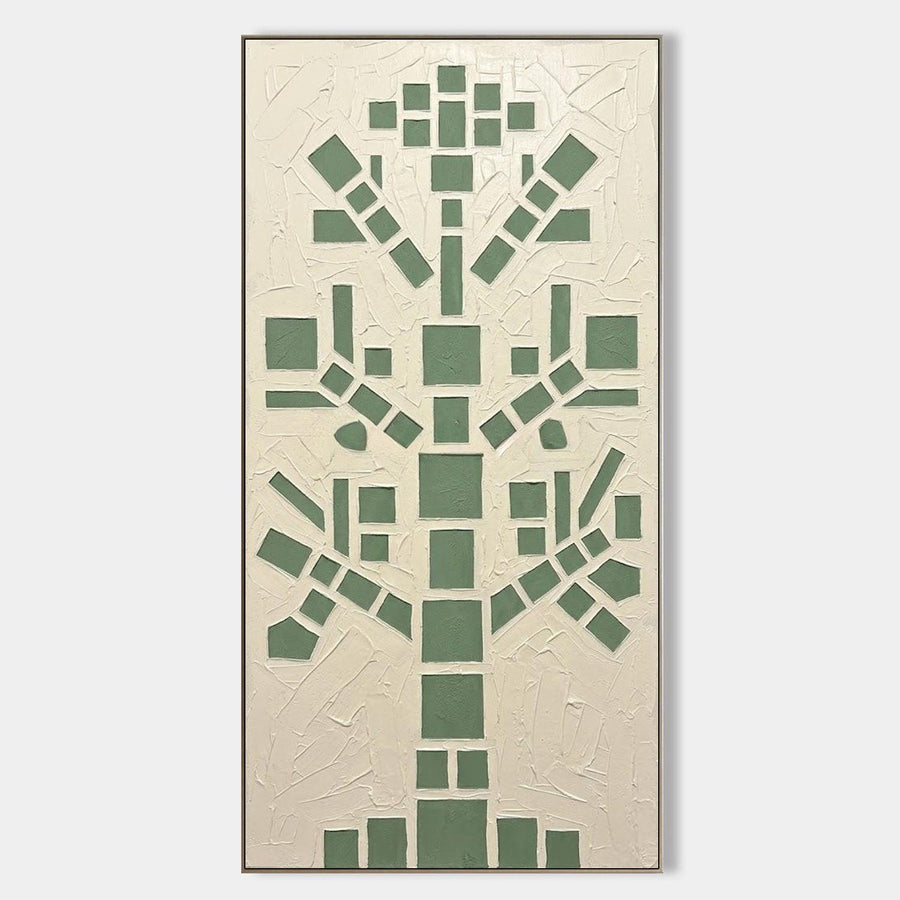 Sage Mosaic Tree in Textured Relief