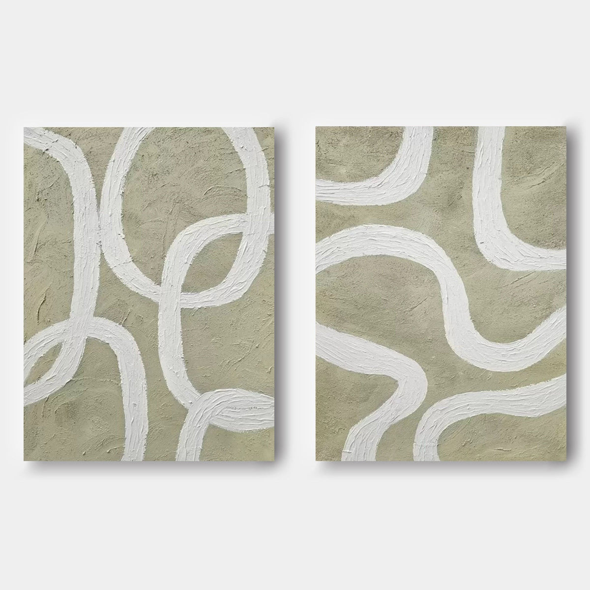 Sage Ribbons in Raised White