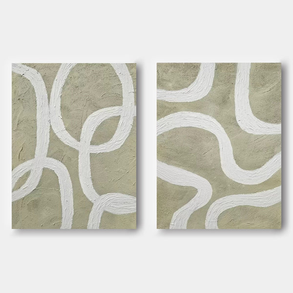 Sage Ribbons in Raised White