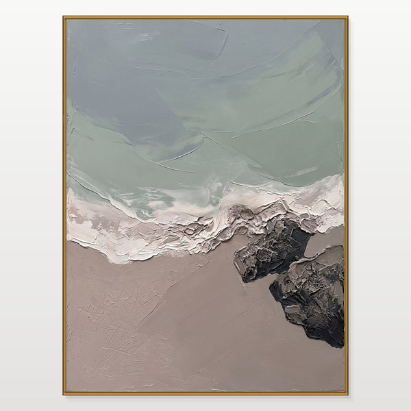 Sage Tide Over Dark Shore Rocks