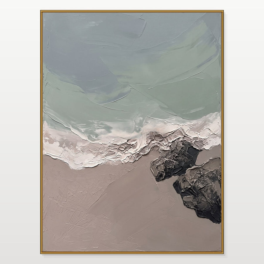Sage Tide Over Dark Shore Rocks