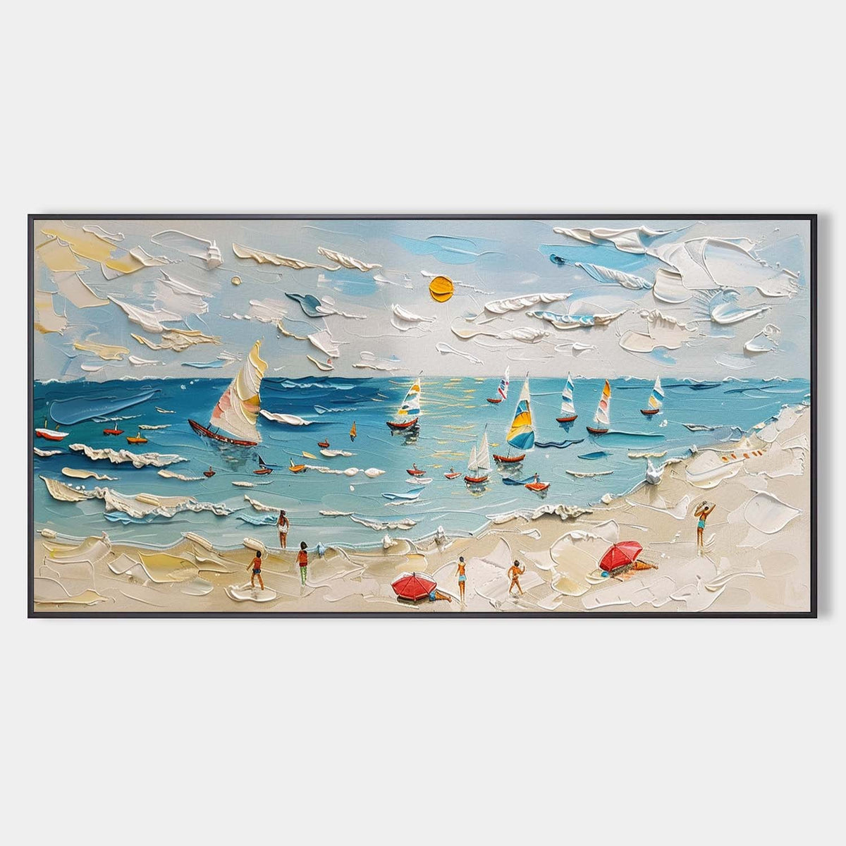 Sailboats on a Sunlit Beach
