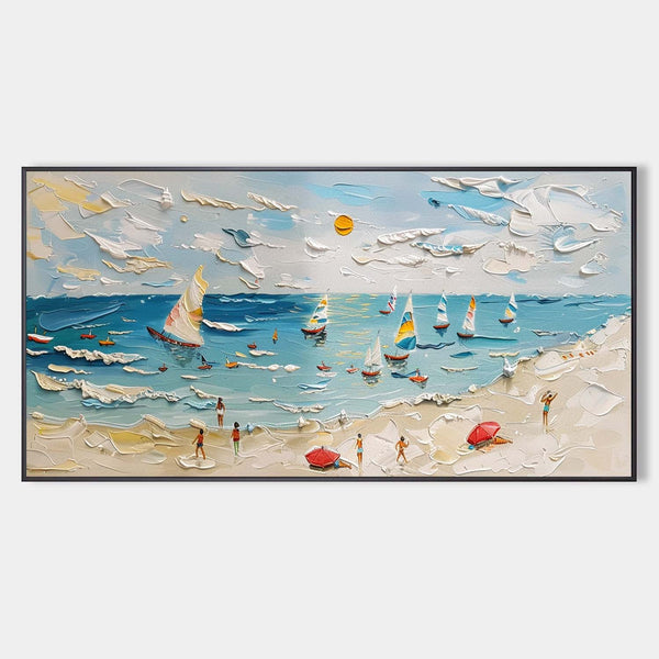 Sailboats on a Sunlit Beach
