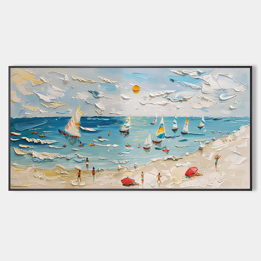Sailboats on a Sunlit Beach