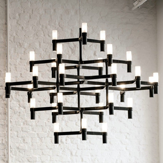 Sandblasted Glass Shade Cluster Chandelier