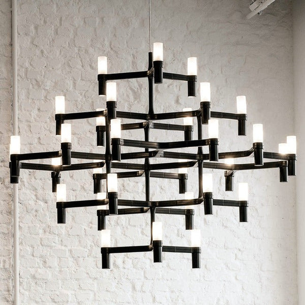 Sandblasted Glass Shade Cluster Chandelier