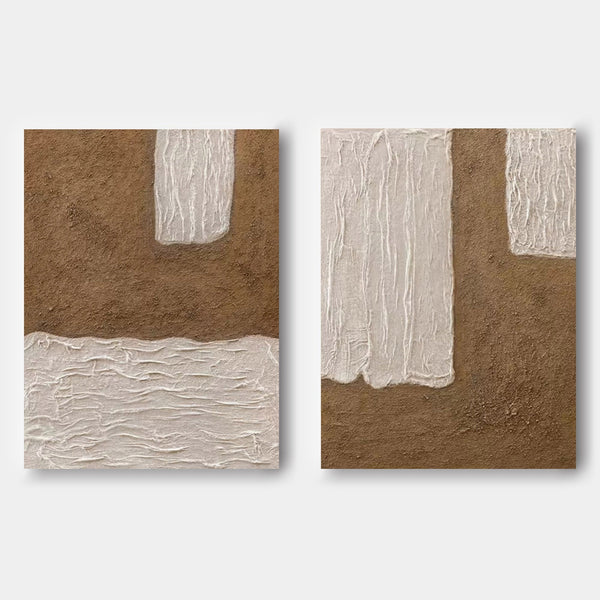 Sandstone and Cream Relief Diptych