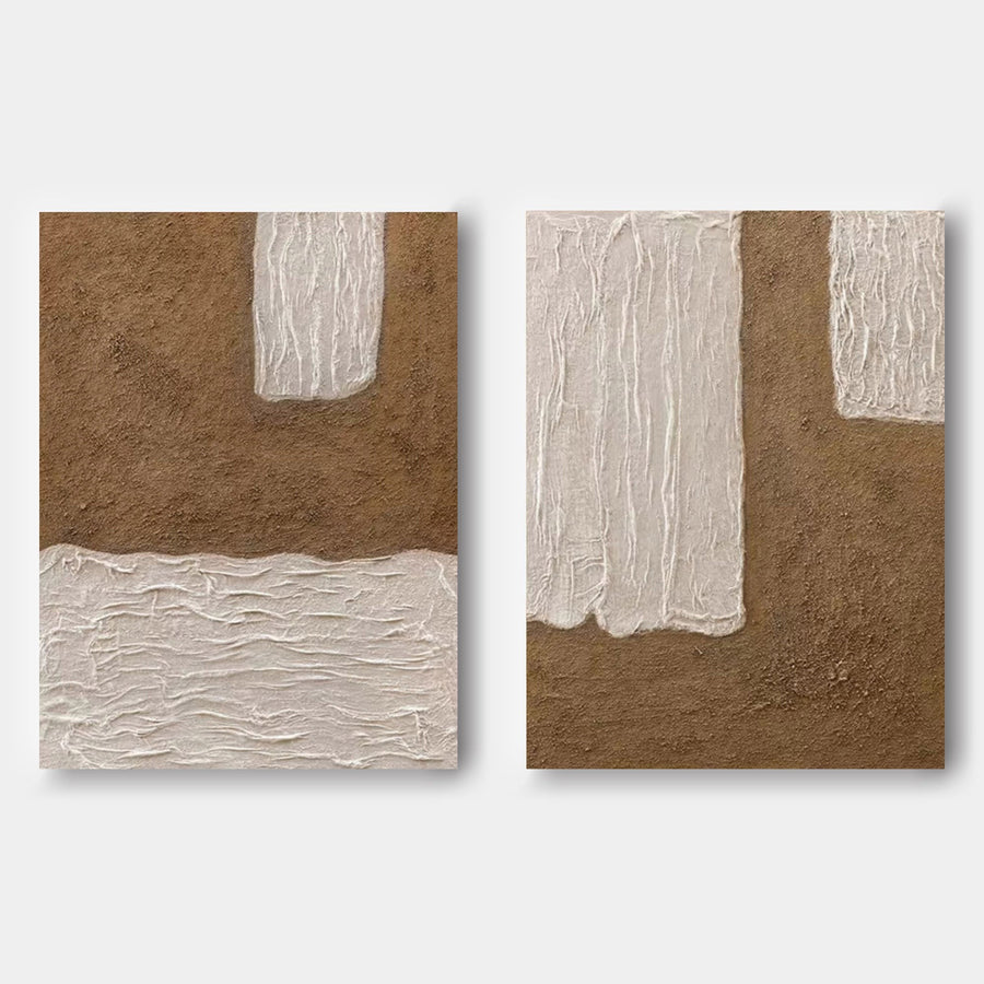 Sandstone and Cream Relief Diptych