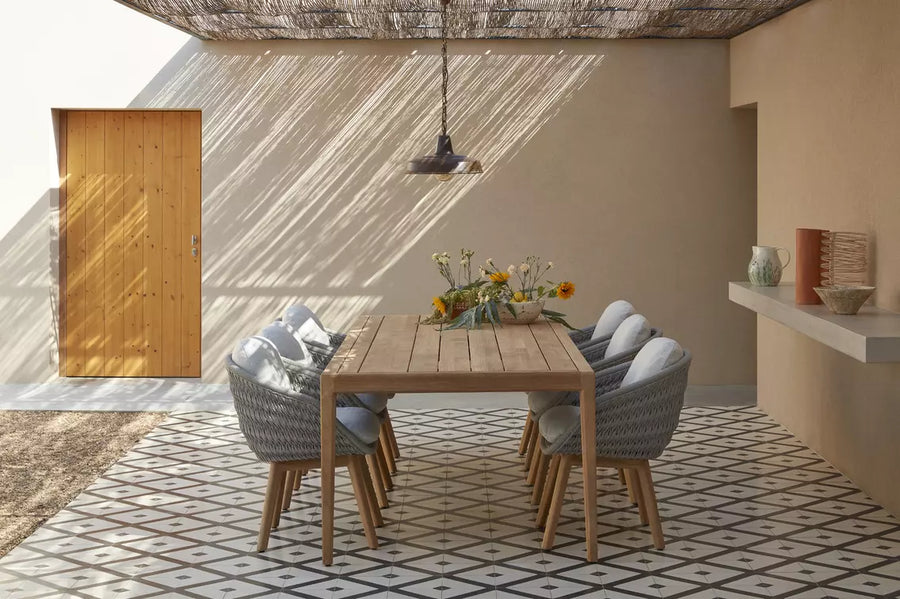 Modern Teak Outdoor Dining Set - Main View