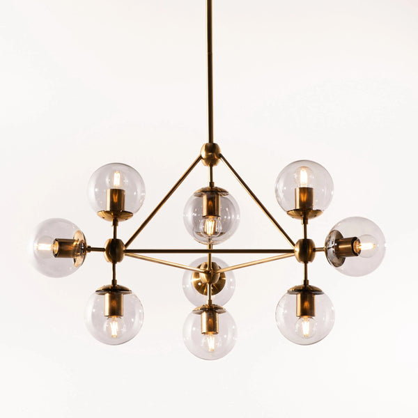 Satin Brass Branching Smoke Glass Globe Chandelier