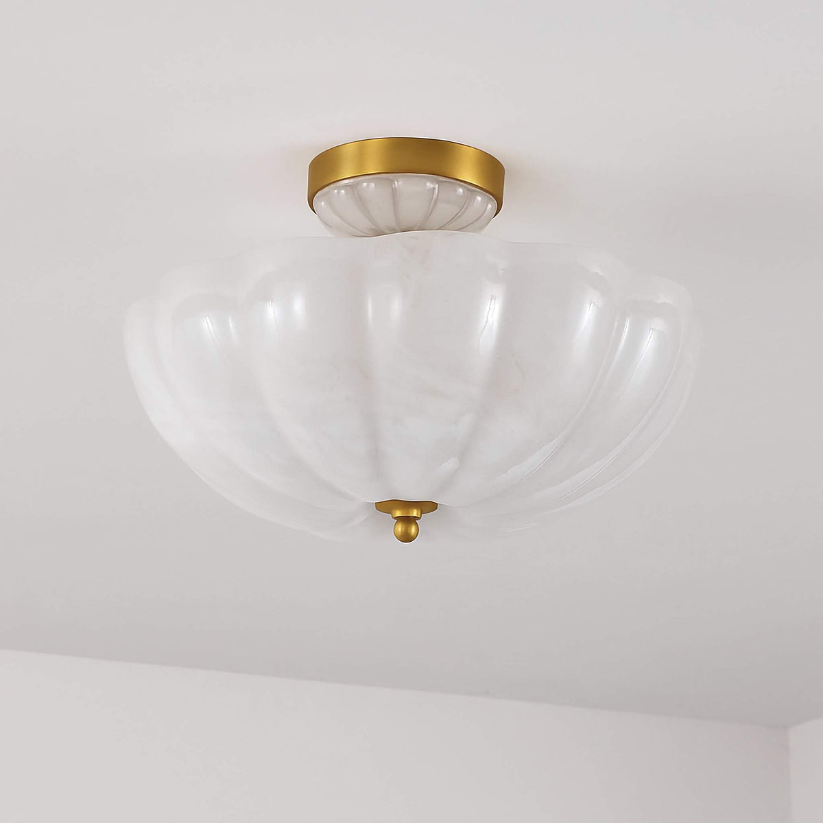 Scalloped Frosted Glass Bowl Flush Mount