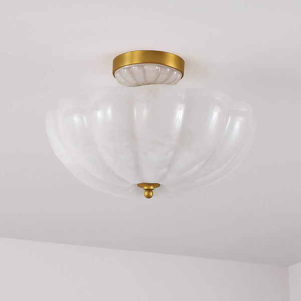 Scalloped Frosted Glass Bowl Flush Mount