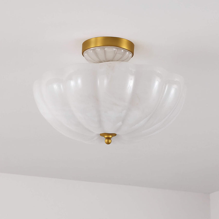 Scalloped Frosted Glass Bowl Flush Mount