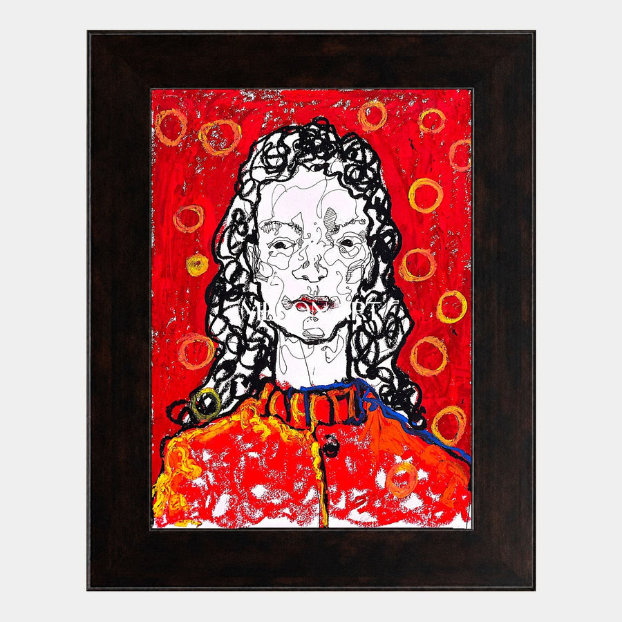 Scarlet Portrait with Golden Rings