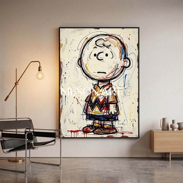 Scribbled Cartoon Boy in Zigzag Shirt