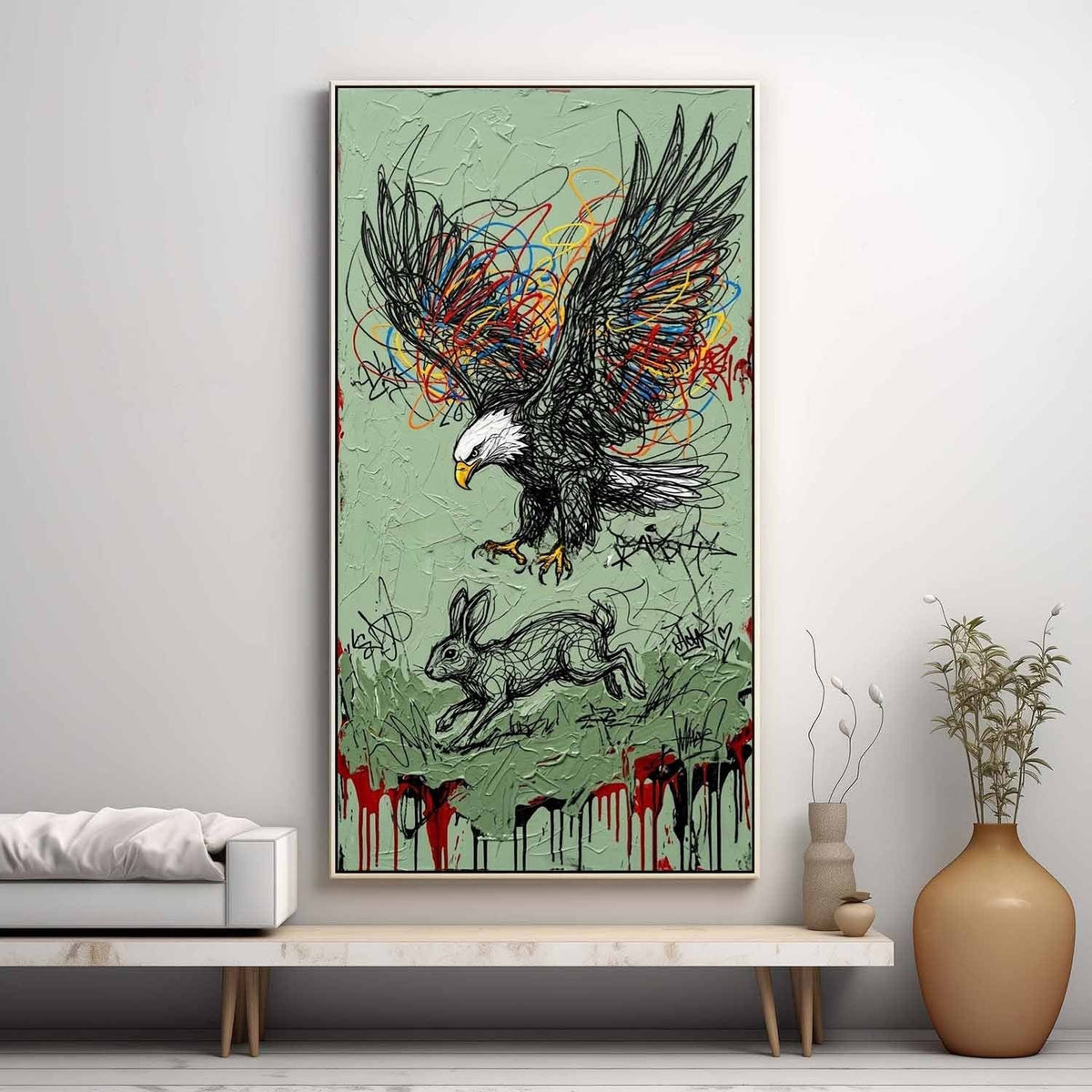 Scribbled Eagle Chasing a Hare