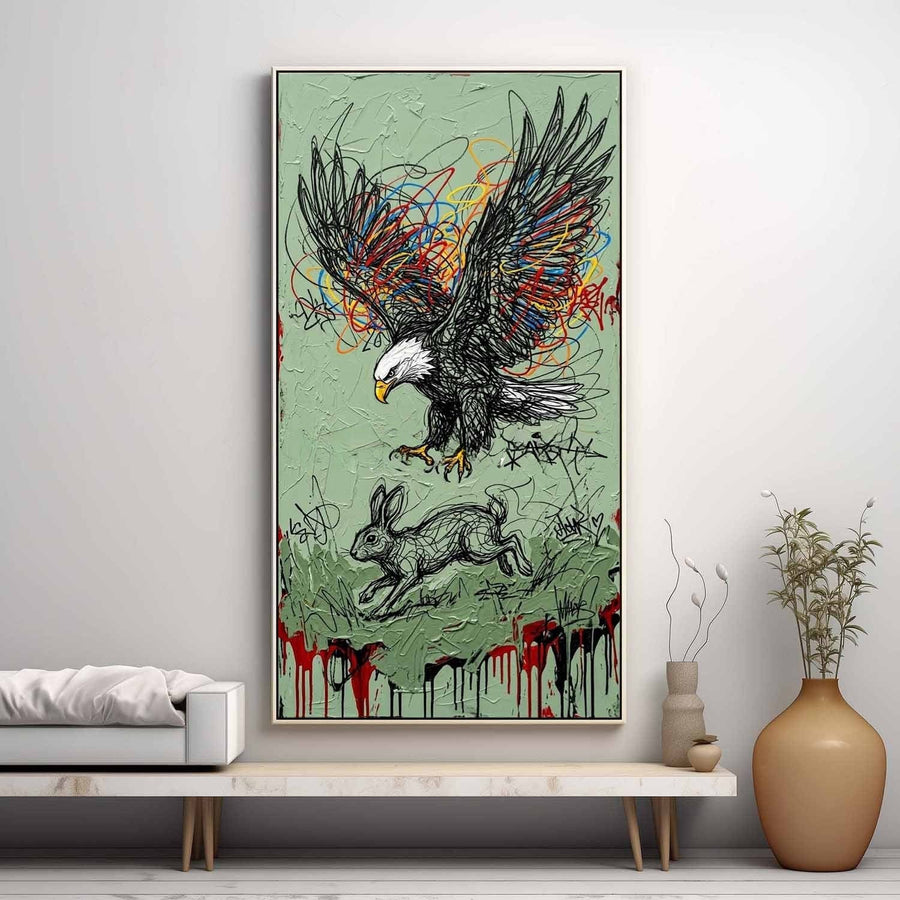 Scribbled Eagle Chasing a Hare