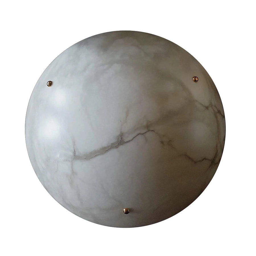 Sculpted Alabaster Drum Flush Mount with Antiqued Brass