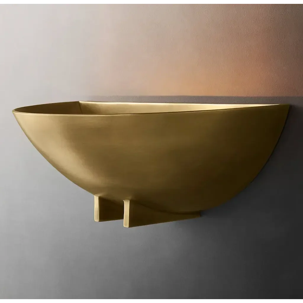Sculpted Half Bowl Brass Uplight Wall Sconce