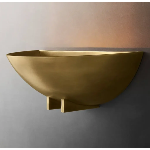 Sculpted Half Bowl Brass Uplight Wall Sconce