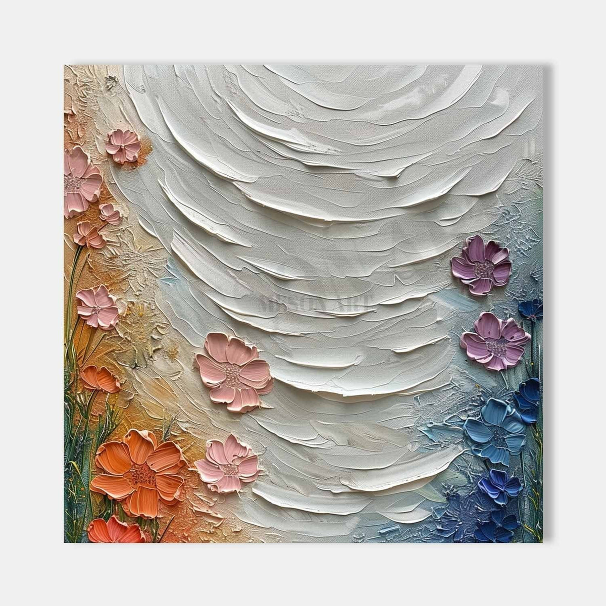 Sculpted Ivory Swirl with Wildflowers