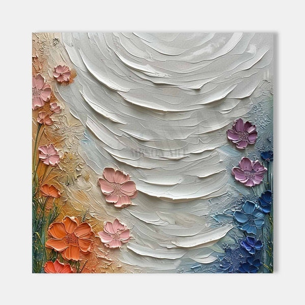 Sculpted Ivory Swirl with Wildflowers