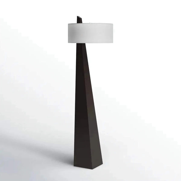 Sculpted Single Block Wood Floor Lamp