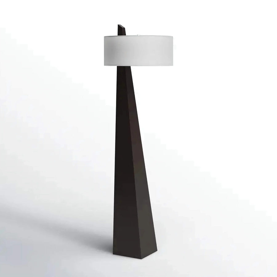 Sculpted Single Block Wood Floor Lamp