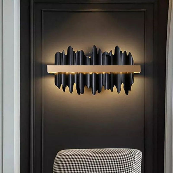 Sculpted Wave Polished Steel and Copper Wall Sconce