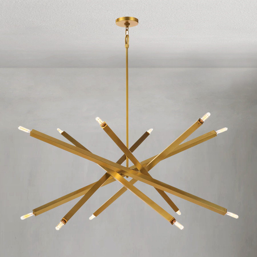 Sculptural Adjustable Steel Rod Branch Chandelier