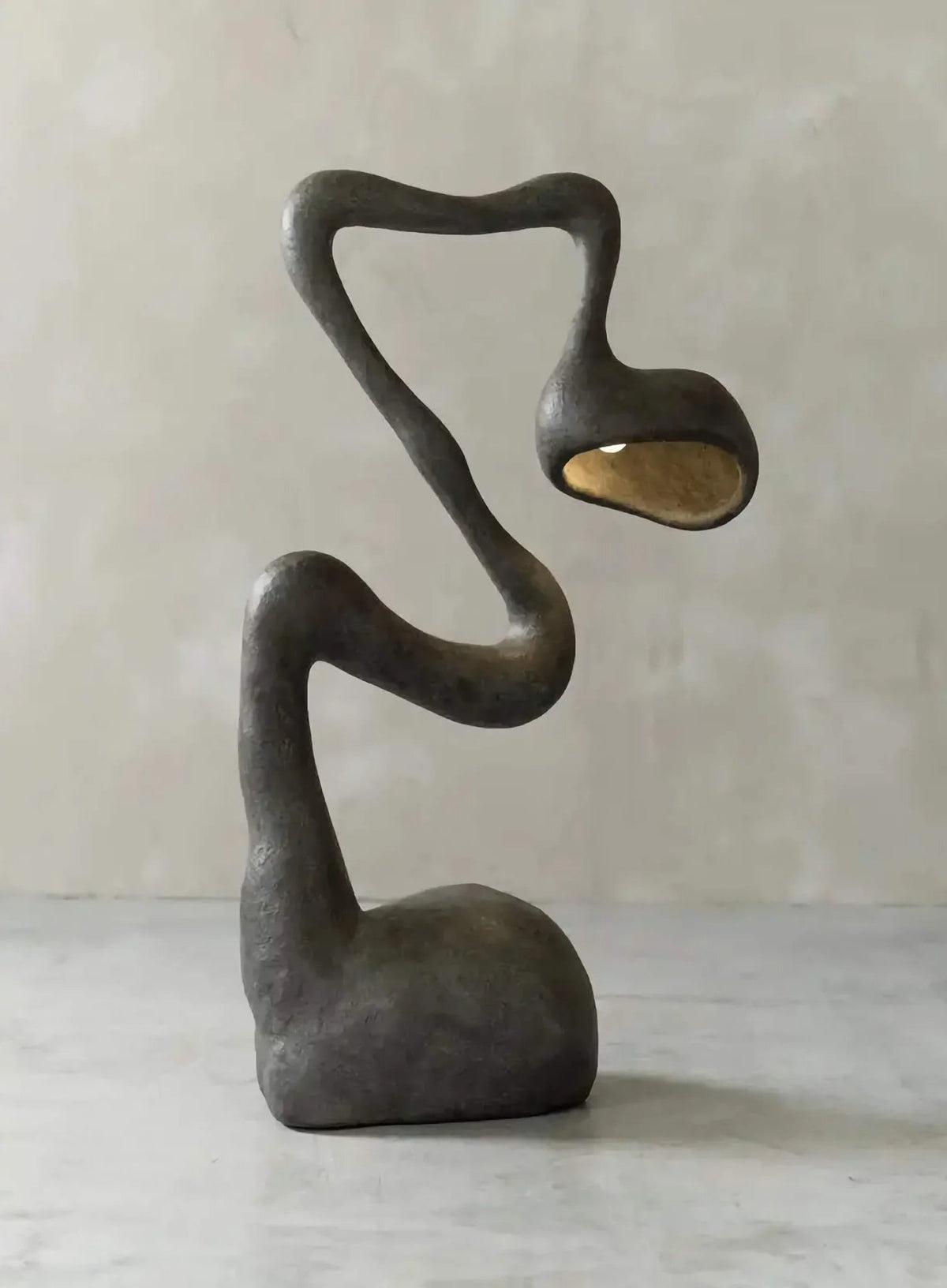 Sculptural Arching Matte Black Resin Floor Lamp
