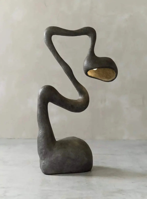 Sculptural Arching Matte Black Resin Floor Lamp