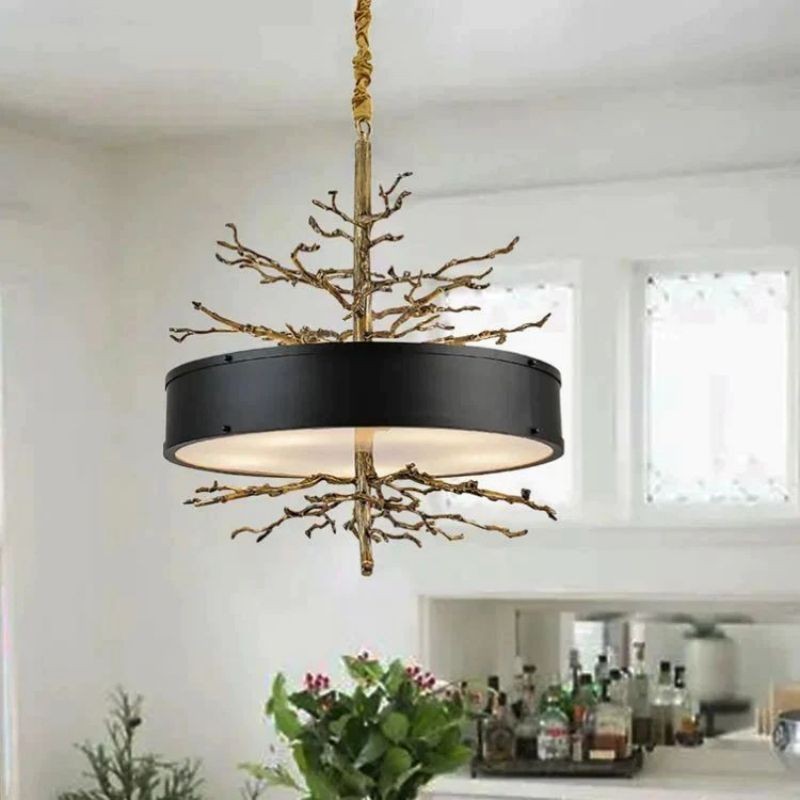 Sculptural Black Copper Branch Chandelier