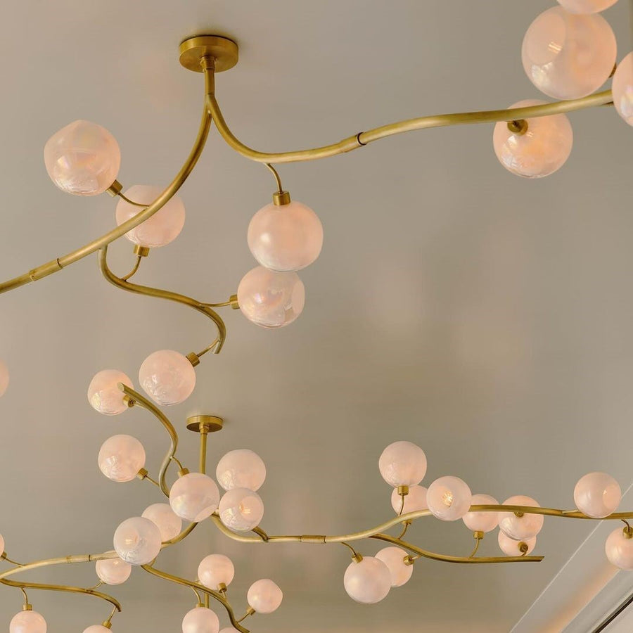 Sculptural Branching Chandelier with Frosted Glass Globe Clusters