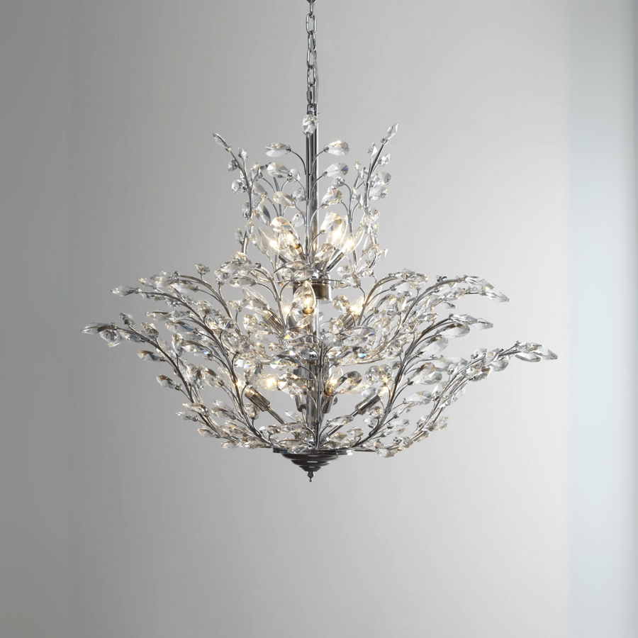 Sculptural Branching Crystal Cluster Metal Chandelier