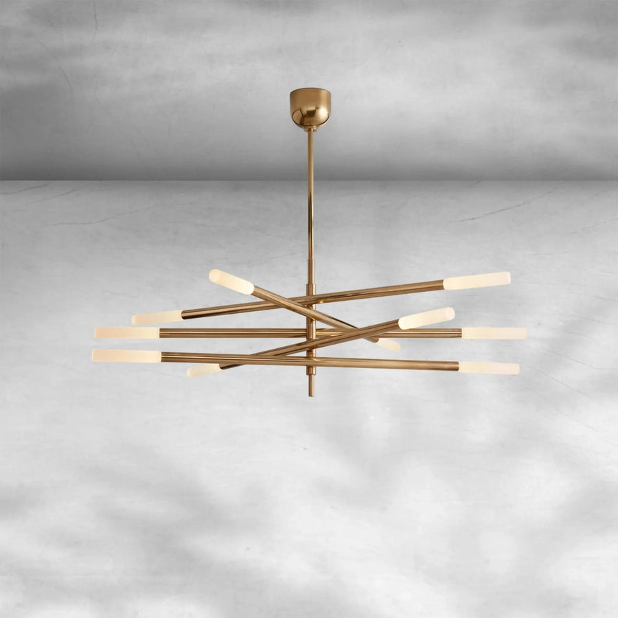 Sculptural Branching Etched Crystal Orb Chandelier