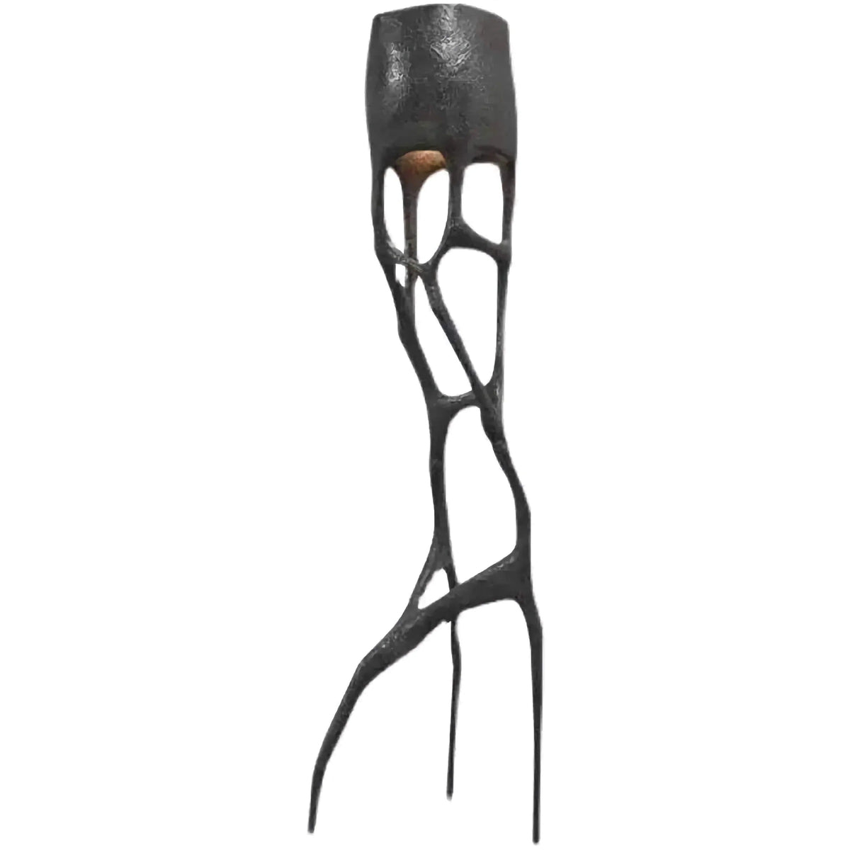 Sculptural Branching Fiberglass Floor Lamp with Dark Textured Finish