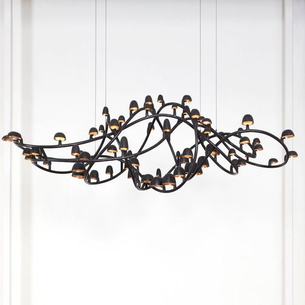 Sculptural Brass Mushroom Cap Cluster Chandelier
