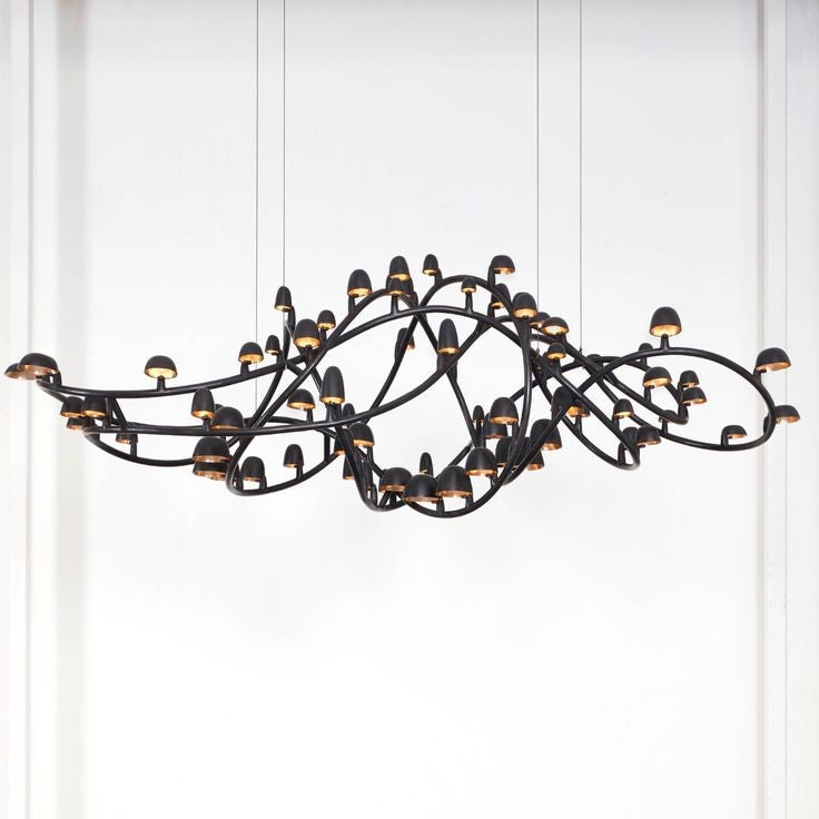 Sculptural Brass Mushroom Cap Cluster Chandelier
