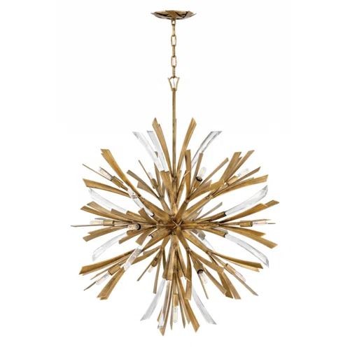Sculptural Bubble Crystal Cluster Slender Gold Chandelier