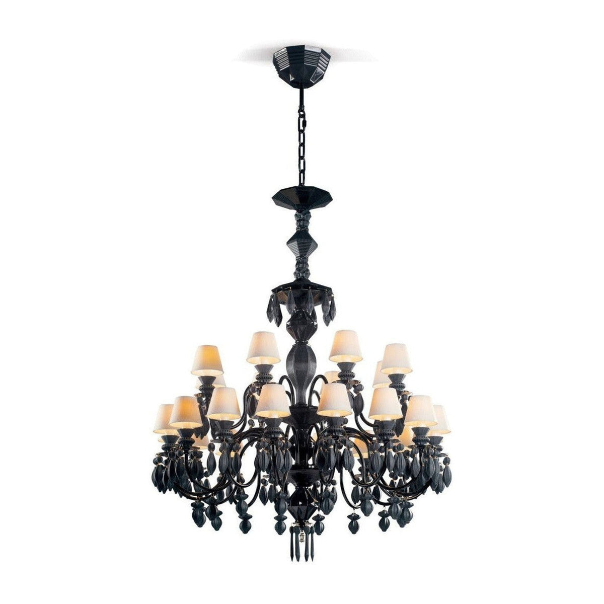 Sculptural Carved Porcelain Shade Cluster Chandelier
