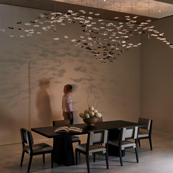 Sculptural Cascading Clear Glass Tiered Chandelier