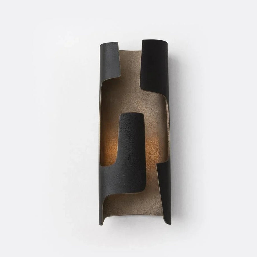 Sculptural Cutout Curved Bronze Wall Sconce