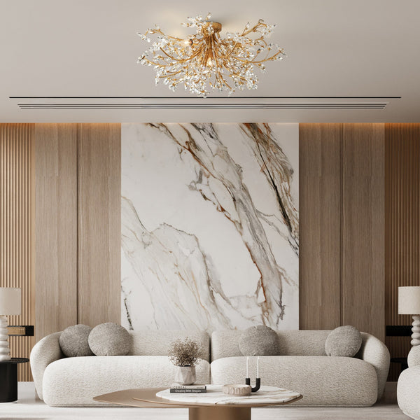 Sculptural Iron Branch Cluster Flush Mount